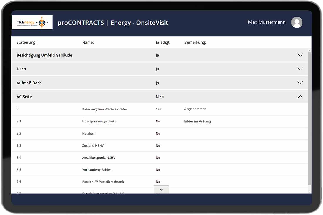 proCONTRACTS für TK Energy Tablet